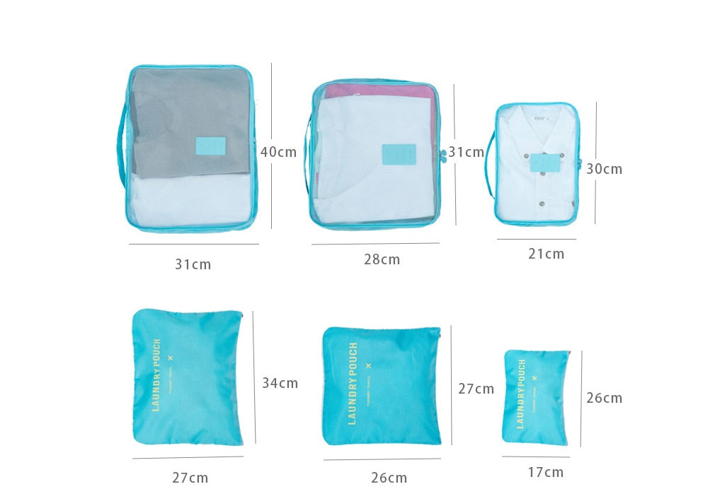 מארז של 6 אירגוניות מעוצבות בגדלים שונים לחופשות וטיולים - SiliCoverstore