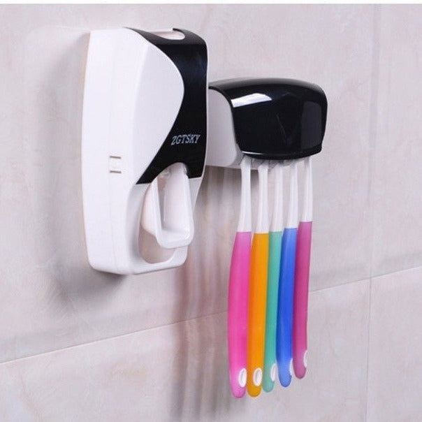 סקוויזר אוטומטי למברשת שיניים+מחזיק 5 מברשות שיניים משפחתי