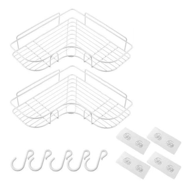 מדף מעוצב למקלחת כולל אביזרי תליה