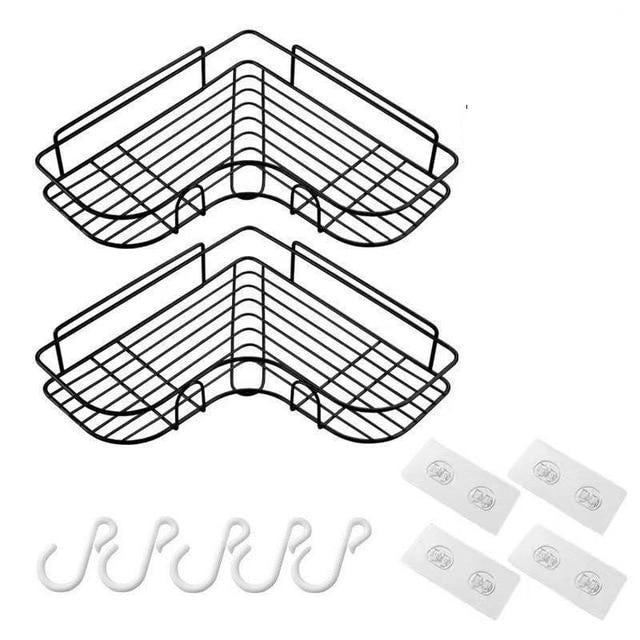 מדף מעוצב למקלחת כולל אביזרי תליה