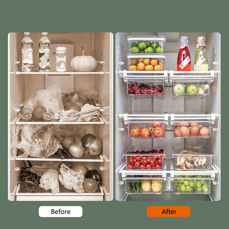 תאי אחסון מחולקים למקרר לשמירה על סדר וארגון