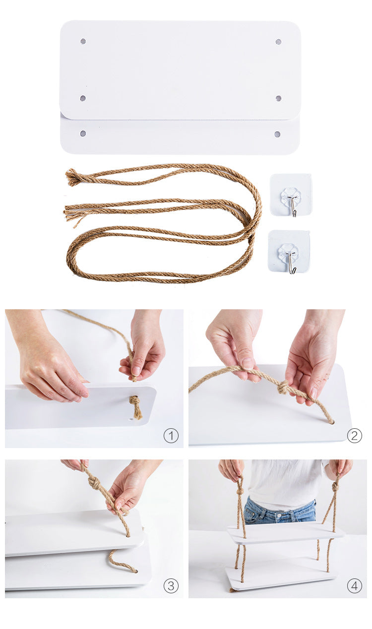 מדפי עץ לתלייה בסגנון מקרמה עדין