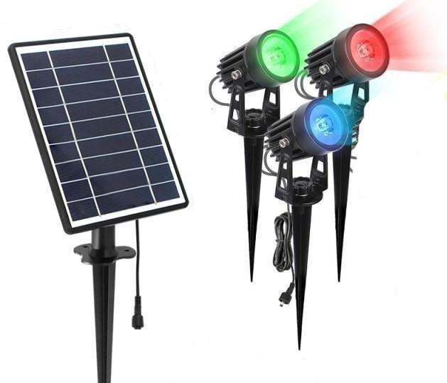 שלישיית ספוטים סולארים צבעוניים לגינה ולמרפסת